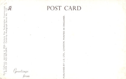 Back of a postcard with text and a light pattern