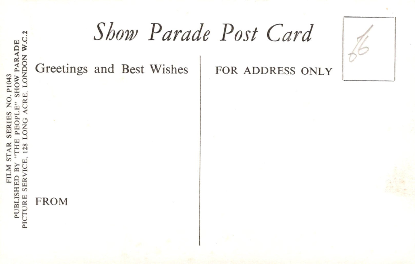 Show Parade Post Card with text and address area on a white background