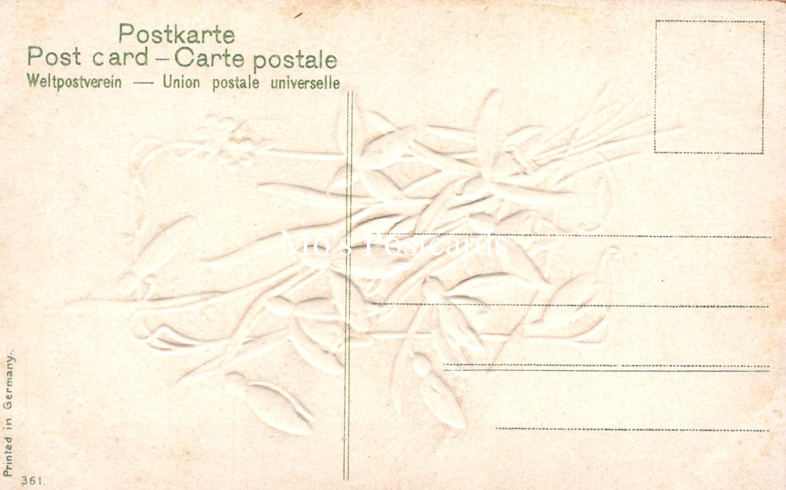 Embossed Flowers Postcard - With The Season's Greetings SW19117