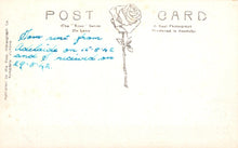 Load image into Gallery viewer, Vintage postcard with a rose illustration and handwritten text on a light background

