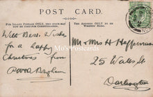 Load image into Gallery viewer, Vintage postcard with handwritten text and a stamp, featuring the brand &#39;Mo&#39;s Postcards&#39;.
