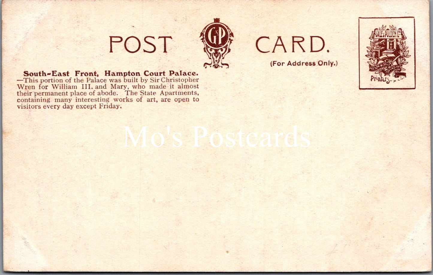 Middlesex Postcard - Hampton Court Palace, South East Front  SW17216