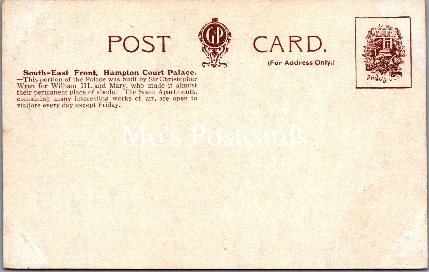 Middlesex Postcard - Hampton Court Palace, South East Front  SW17216