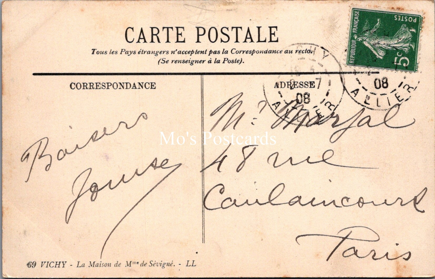 France Postcard - Vichy, La Maison De Mme De Sevigne SW17809