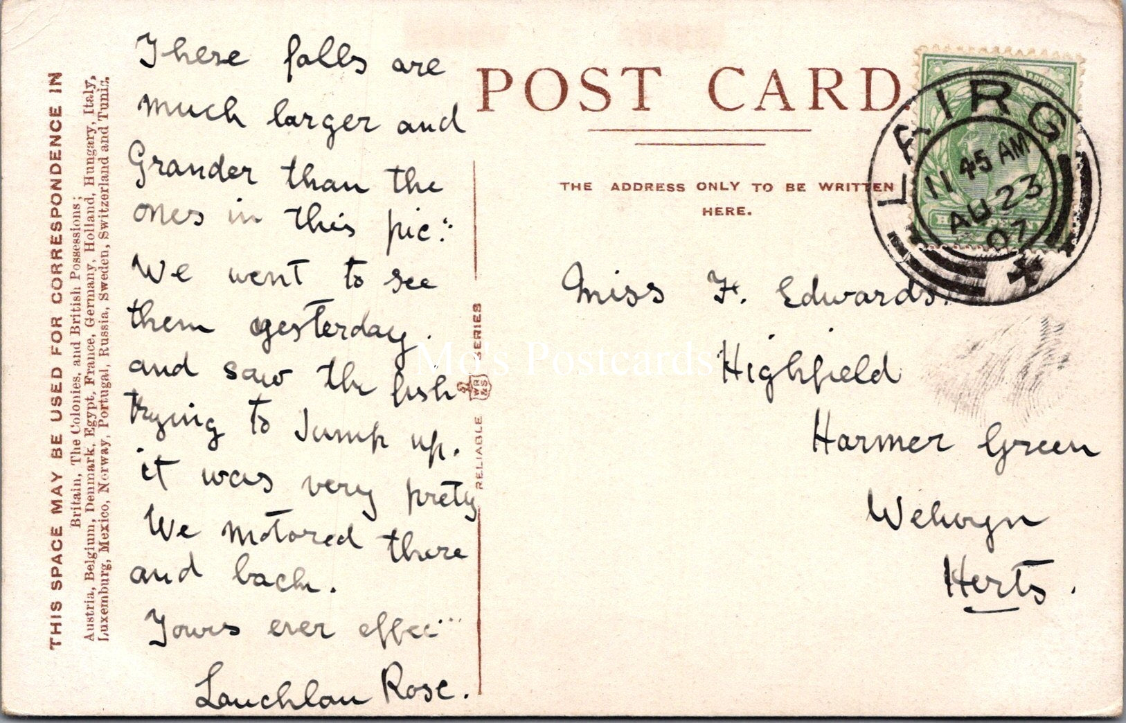 Scotland Postcard - Shin Falls, Lairg, Sutherland  SW17816