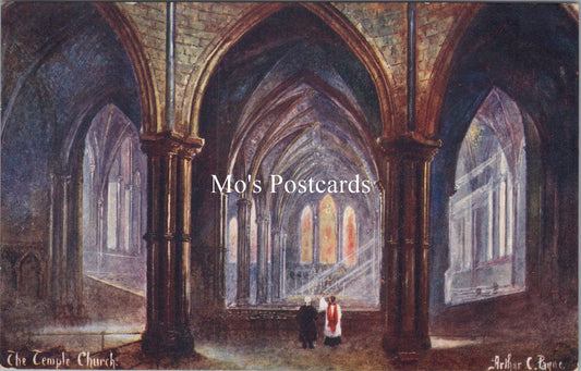 London Postcard - The Temple Church, Artist Arthur.C.Payne  SW17844