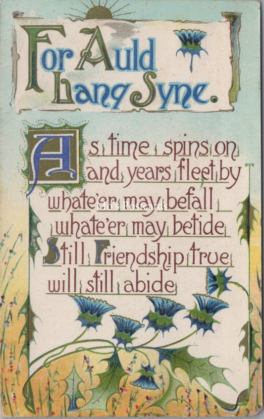 Greetings Postcard - New Years, For Auld Lang Syne  SW17900