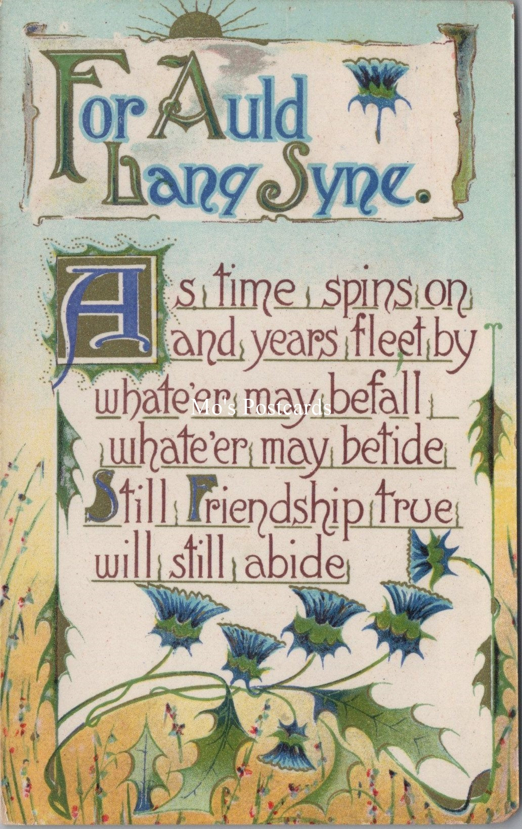 Greetings Postcard - New Years, For Auld Lang Syne  SW17900