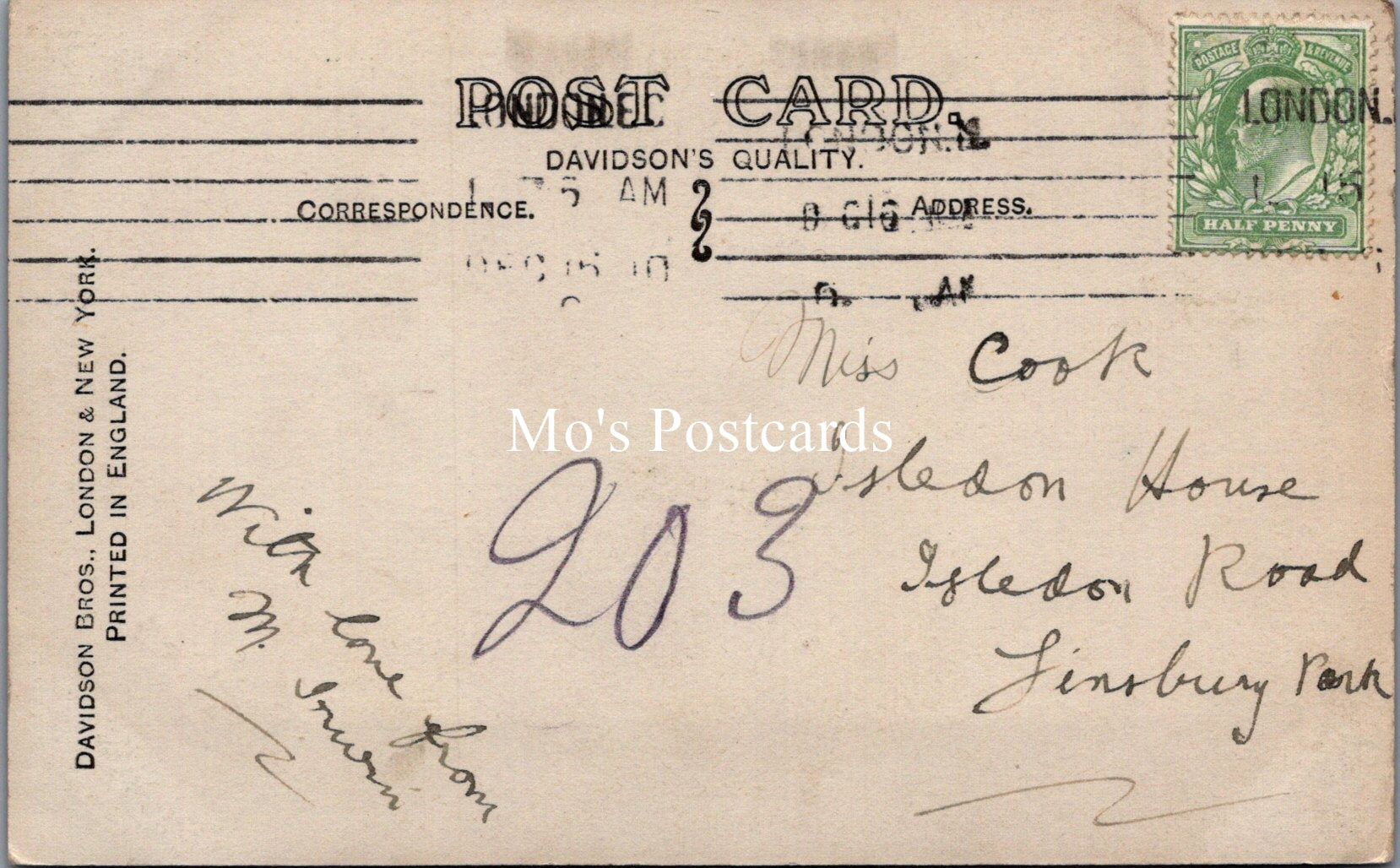 Greetings Postcard - With All Kind Thoughts and Best Wishes  SW17901