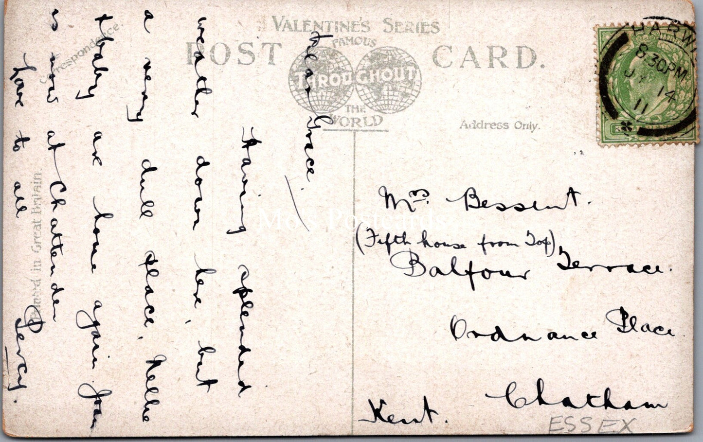Essex Postcard - Dovercourt Bay Bandstand, Cliff Gardens  SW17917