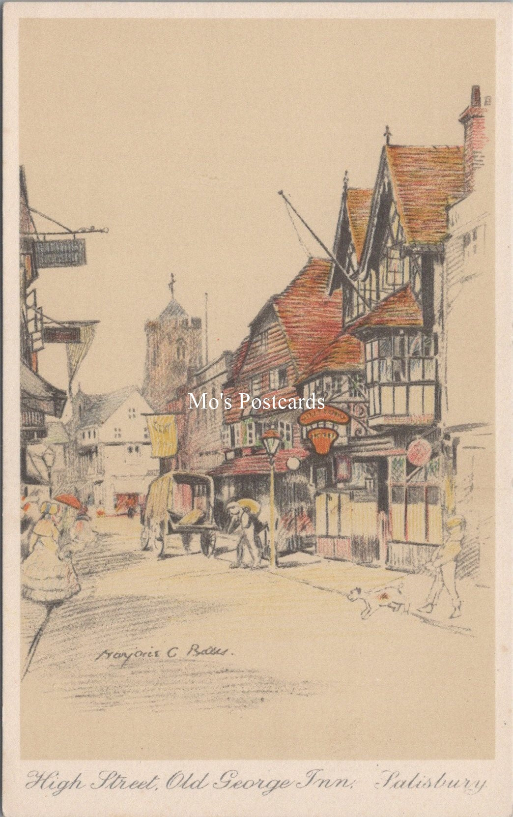 Wiltshire Postcard - Salisbury High Street, Old George Inn  SW18003