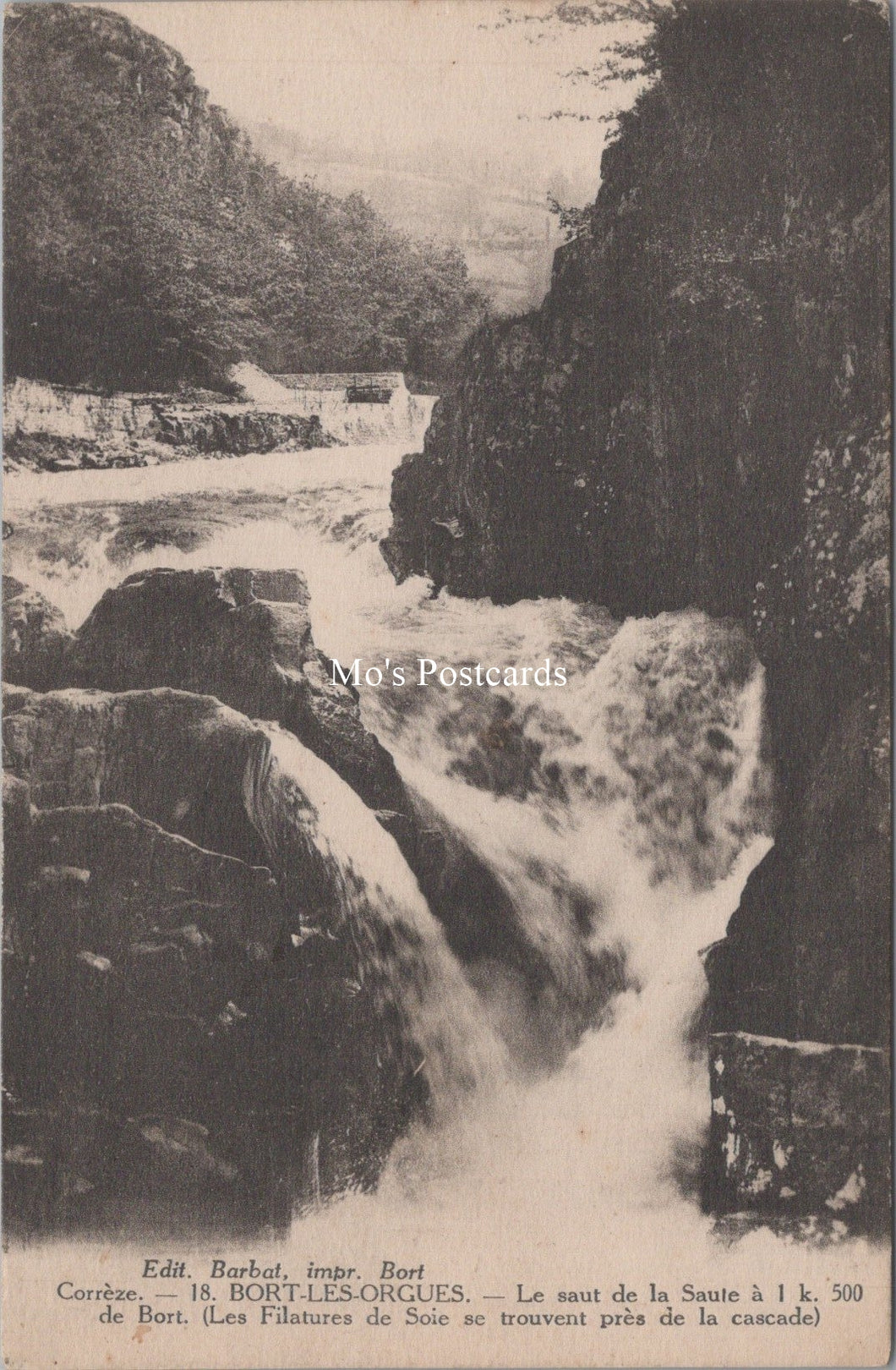 France Postcard - Bort-Les-Orgues, White Water Waterfall  SW18028