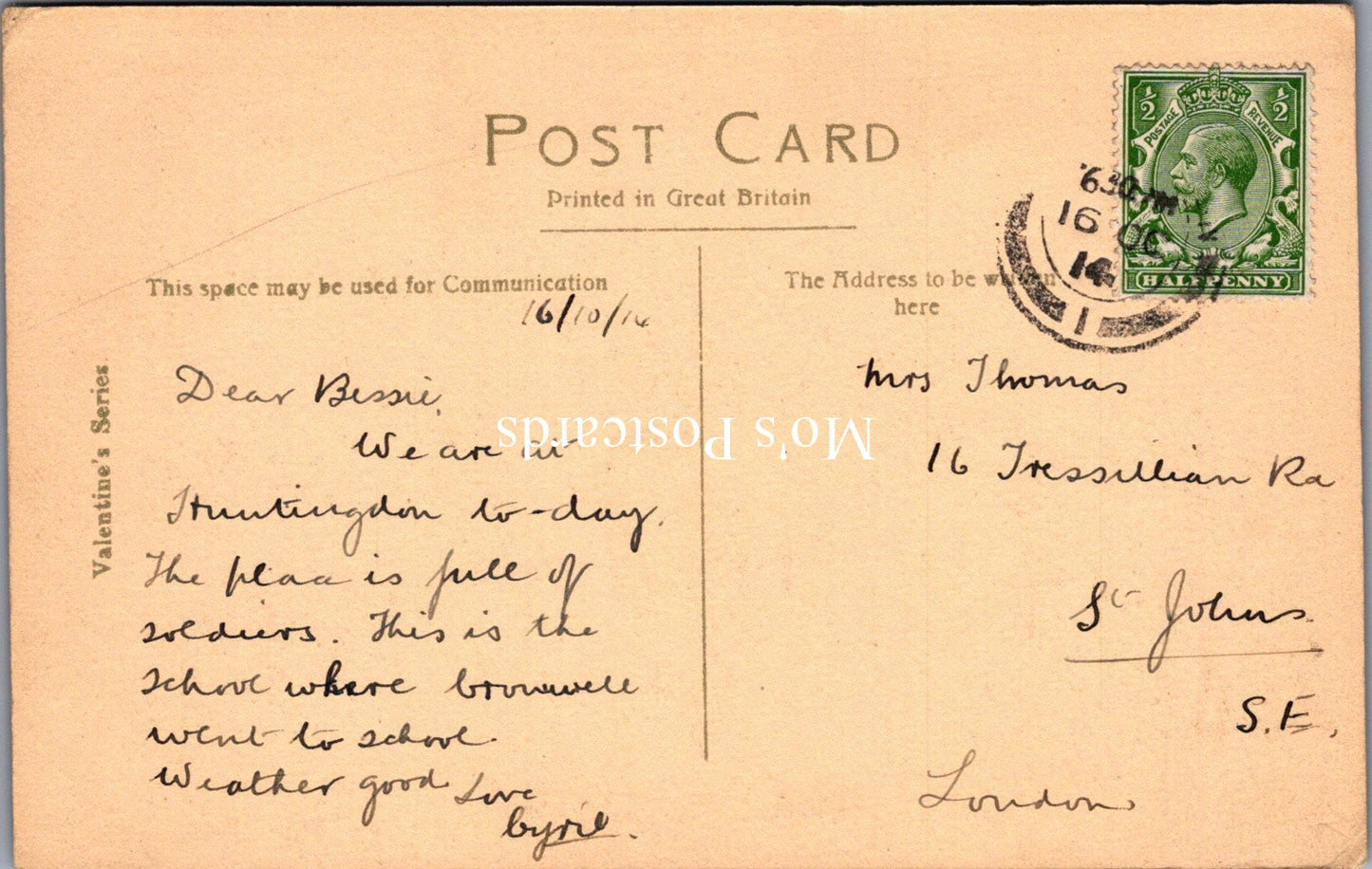 Huntingdonshire Postcard - Grammar School, Huntingdon   SW18318
