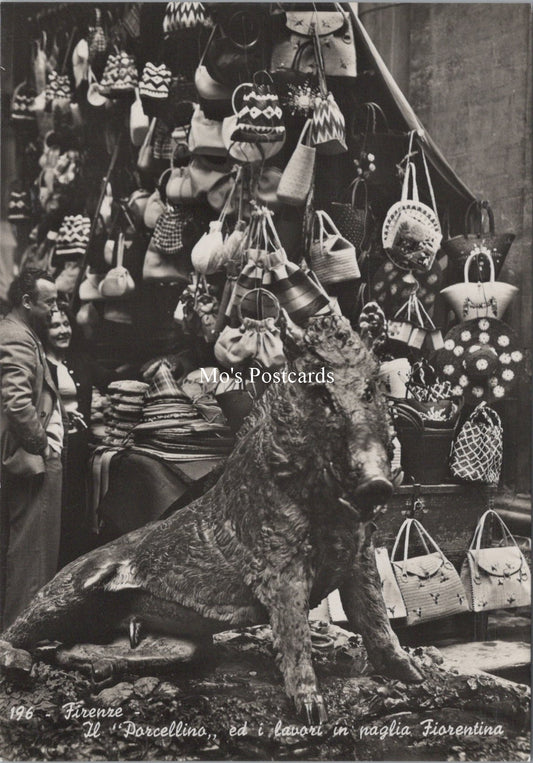 Italy Postcard - Firenze, The Young Pig and Florence Straw Works  SX408