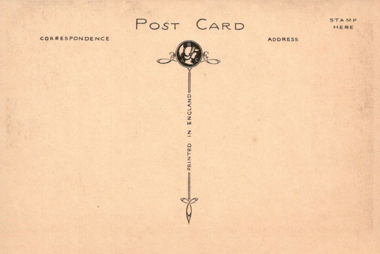 Vintage-style postcard with a decorative design and text on a beige background