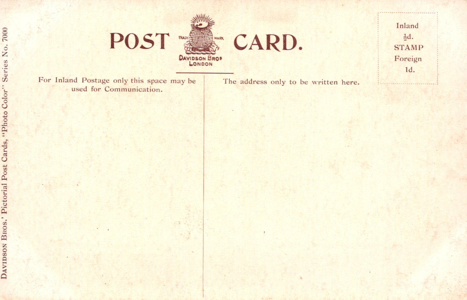 Vintage postcard with text and a logo on a beige background