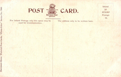 Vintage postcard with text and a logo on a beige background