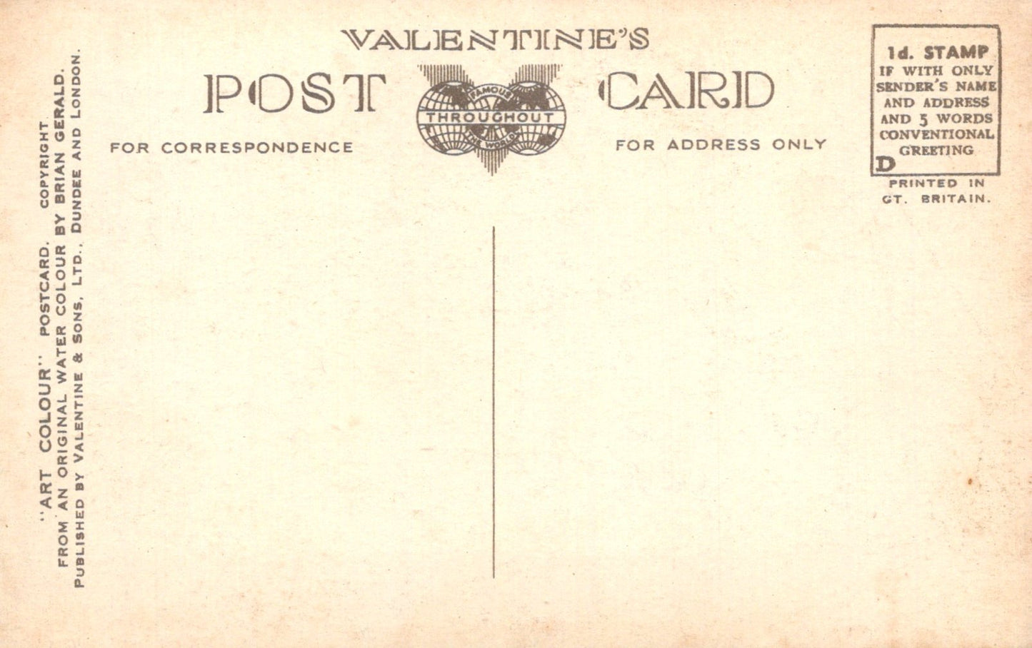 Vintage Valentine's postcard with text and a logo on a beige background
