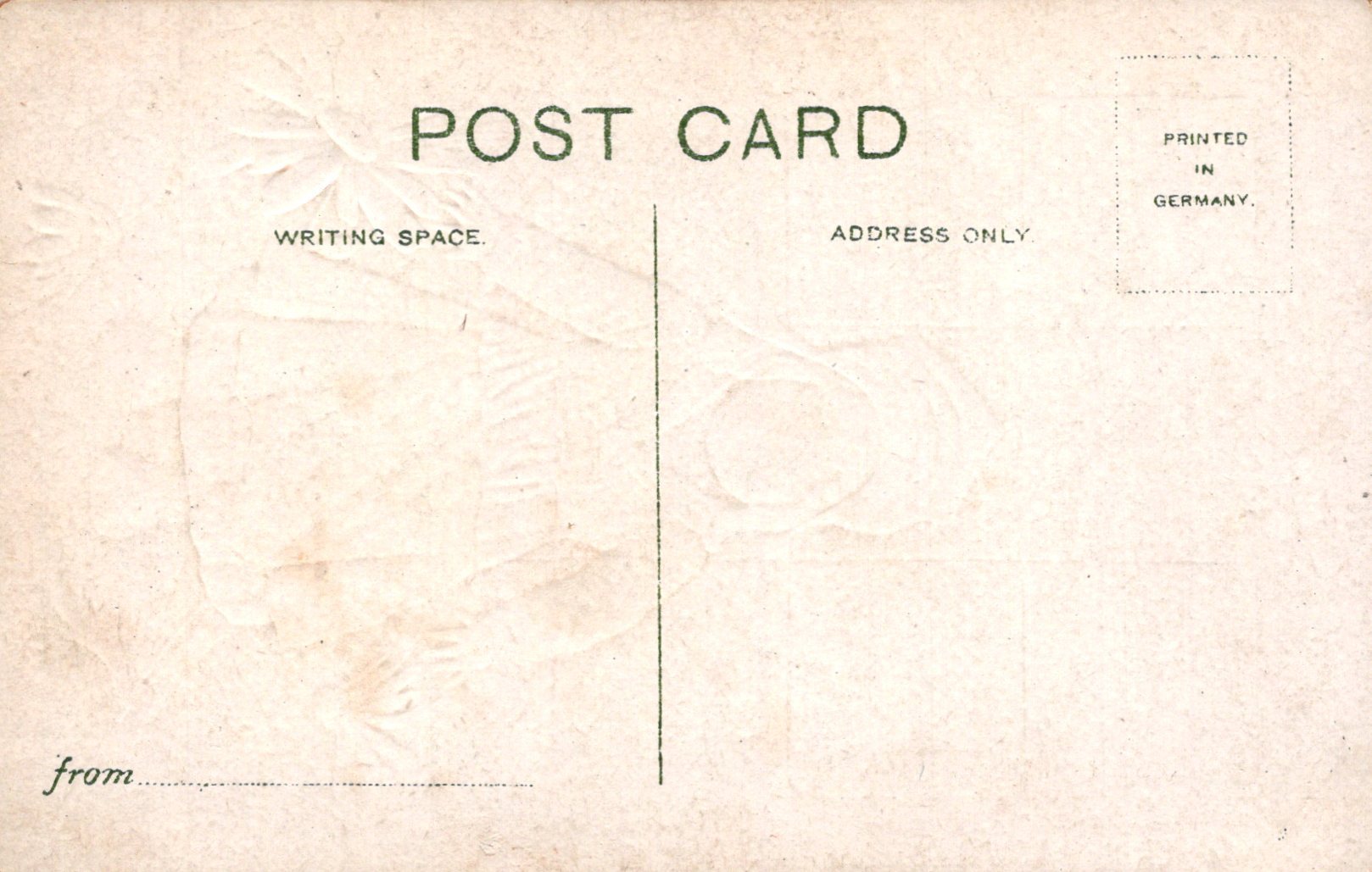 Back of a vintage postcard with text and writing space.