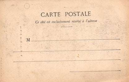 Vintage-style postcard with text and address lines on a beige background