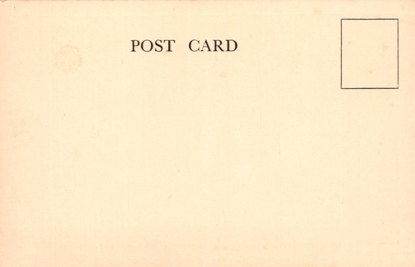 Vintage-style postcard with 'POST CARD' text and a square for an image.