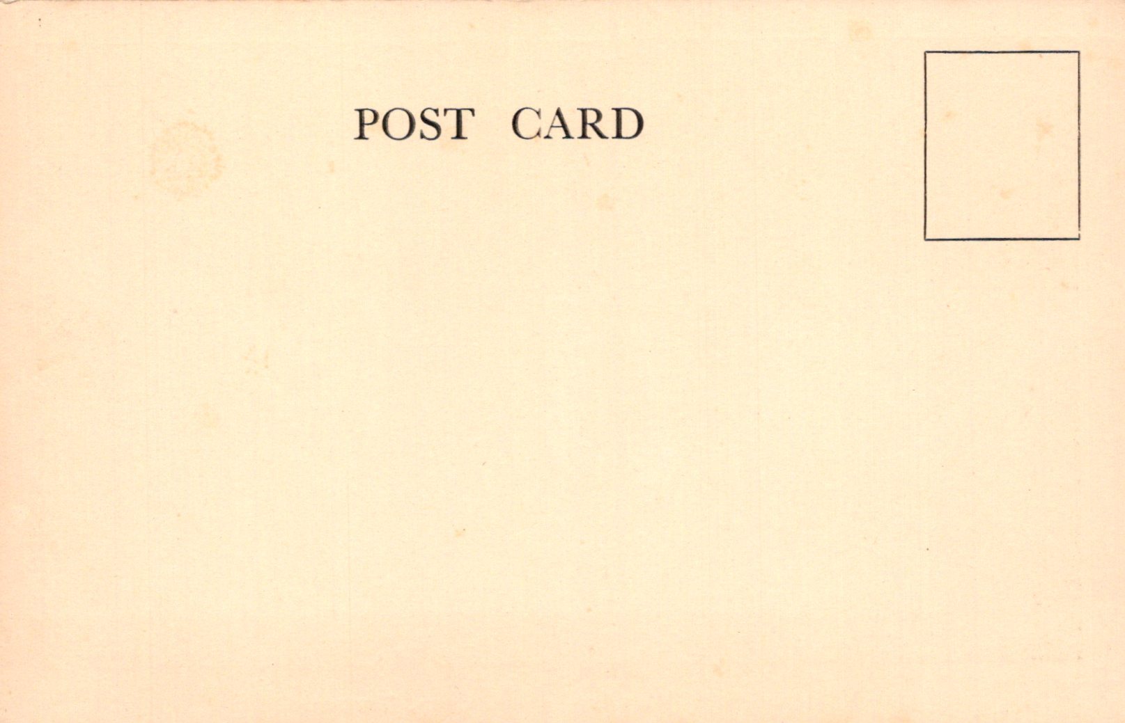 Vintage-style postcard with 'POST CARD' text and a square for an image.