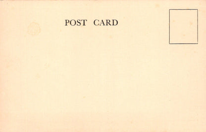 Vintage-style postcard with 'POST CARD' text and a square for an image.