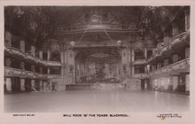 Load image into Gallery viewer, Vintage black and white photo of a grand ballroom inside The Tower, Blackpool.
