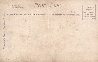 Vintage postcard with text and 'British Manufacture' label on a beige background