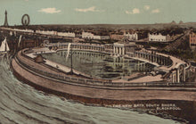 Load image into Gallery viewer, Vintage illustration of a large bath and surrounding area with buildings and a Ferris wheel in the distance.
