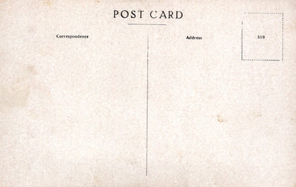 Back of a vintage-style postcard with text and measurement details.