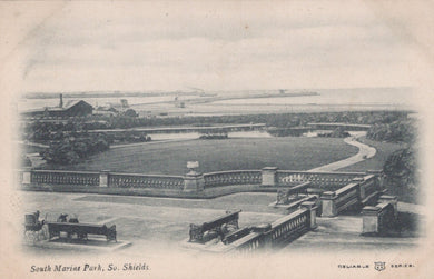 Vintage black and white illustration of South Marina Park, South Shields
