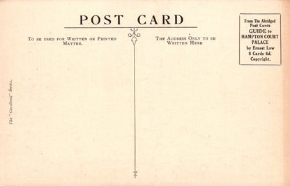 Vintage postcard with text and design elements on a beige background