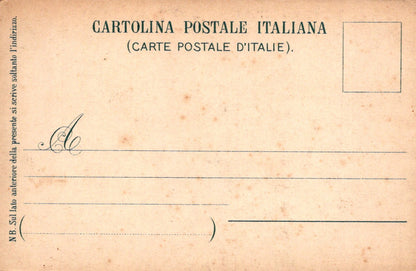 Vintage Italian postcard with text and a blank area for writing.