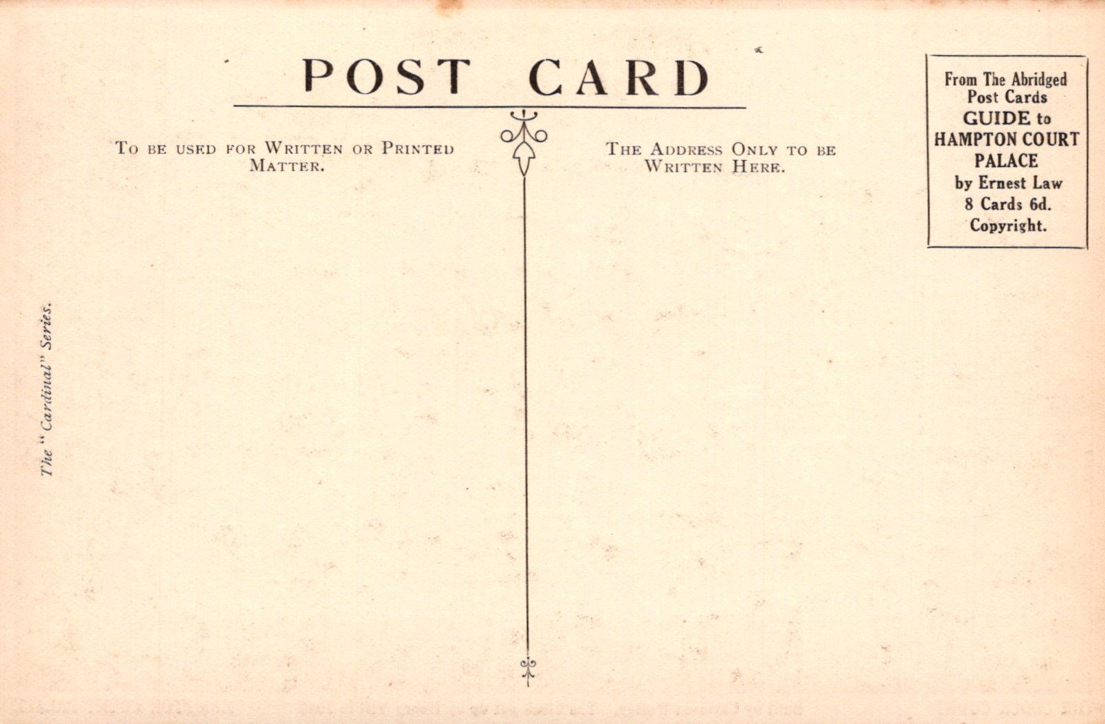 Vintage postcard with text and decorative elements on a beige background