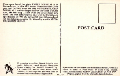 Shipping Postcard - Kaiser Wilhelm II in Bremerhaven  SW19895