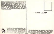 Load image into Gallery viewer, Vintage postcard with text about ocean liner history, featuring a black and white illustration of a ship.
