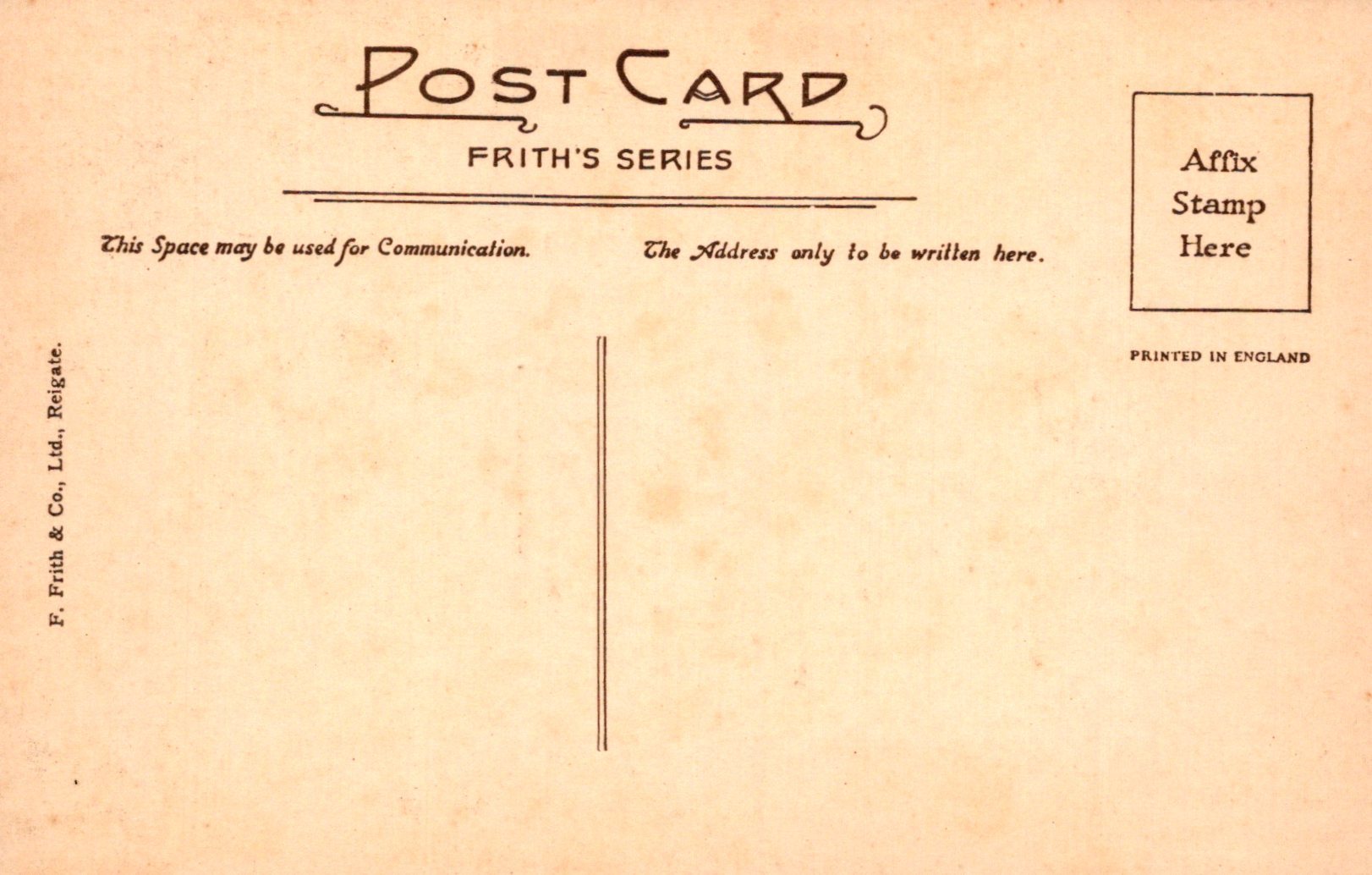 Vintage postcard with 'Frith's Series' branding and instructions for use.