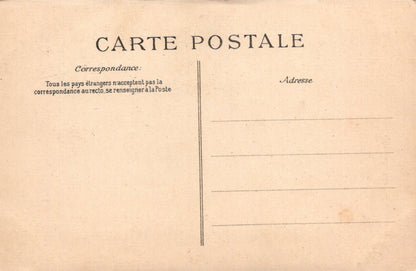 Vintage-style postcard with text and address lines on a beige background