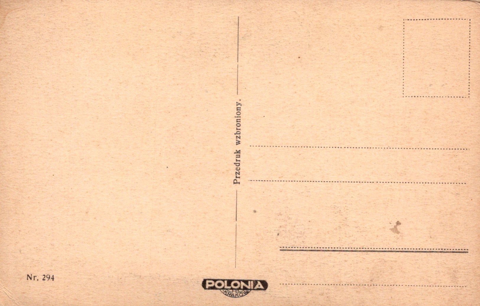 Vintage brown postcard with 'Polonia' branding and text on a beige background