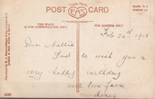 Load image into Gallery viewer, Vintage postcard with handwritten message and EAS logo
