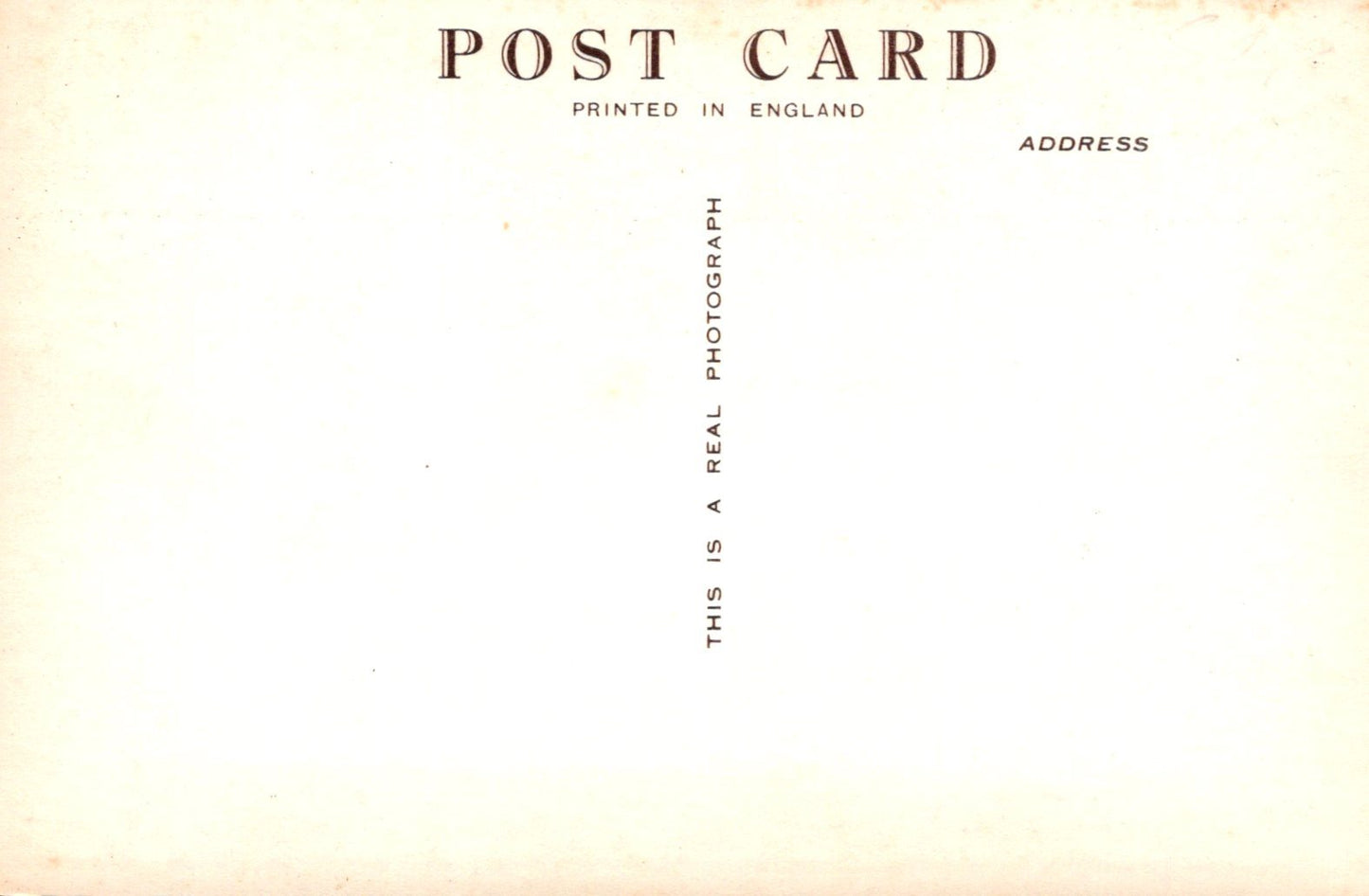 Vintage-style postcard with text about printing and authenticity.
