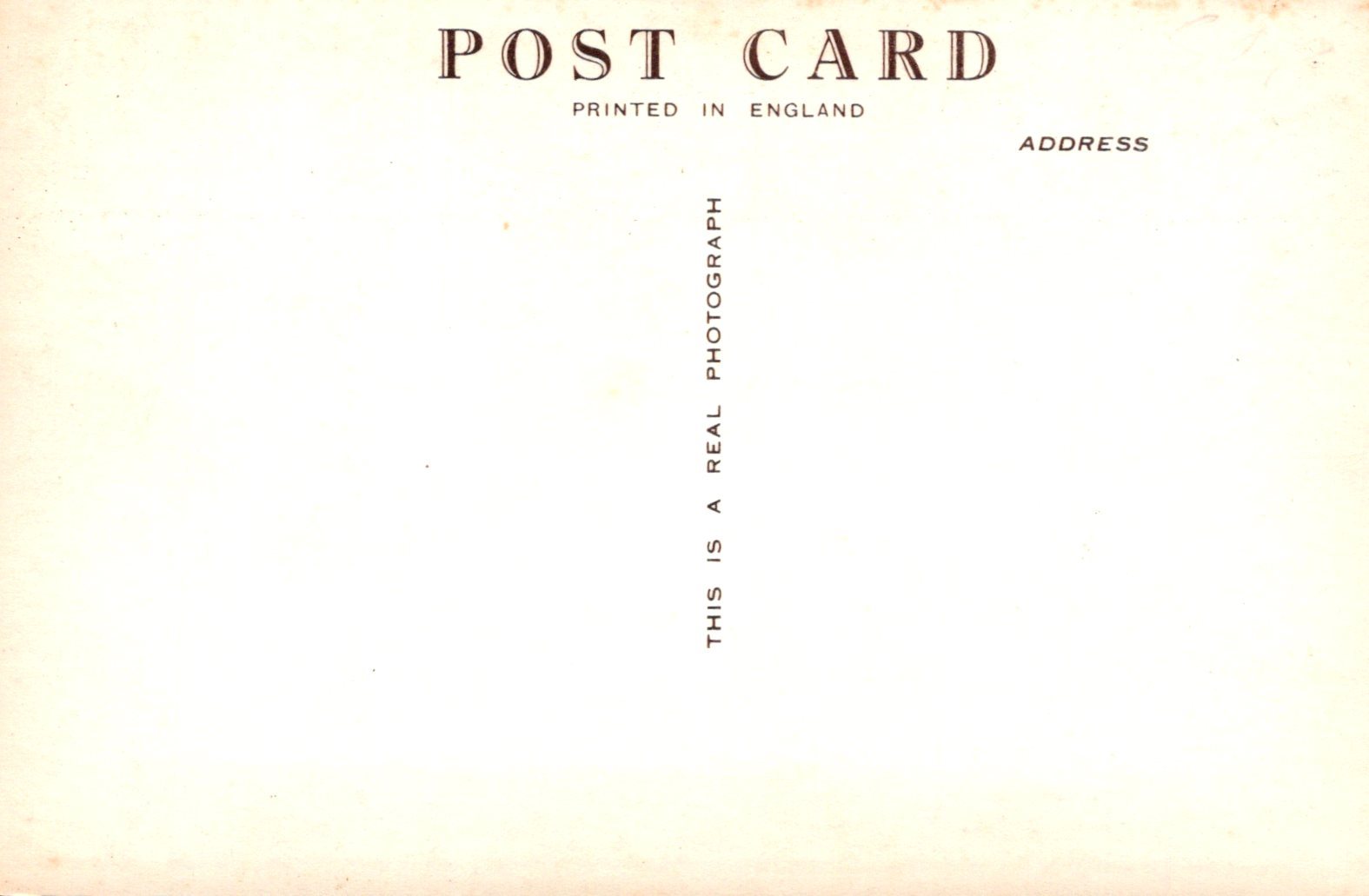 Vintage-style postcard with text about printing and authenticity.