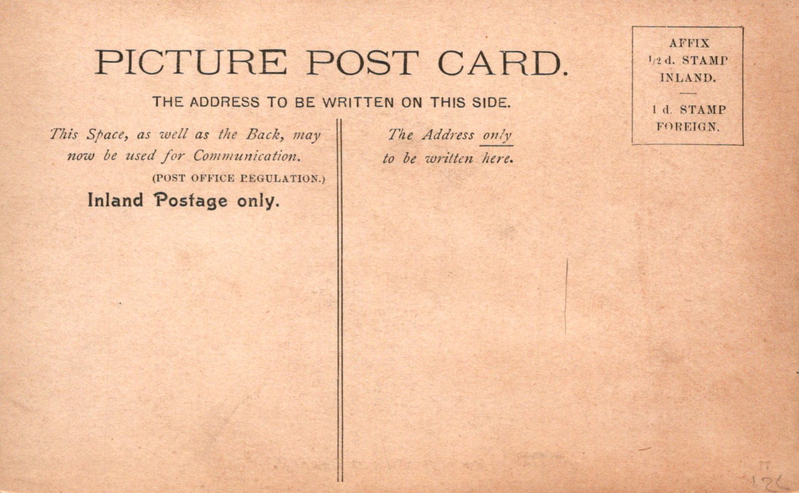 Vintage picture postcard with text and stamps on a brown background
