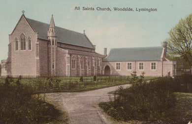 All Saints Church in Woodsley, Lymington on a vintage postcard.