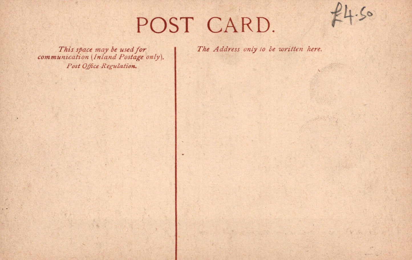 Vintage postcard with text and a price tag on a beige background