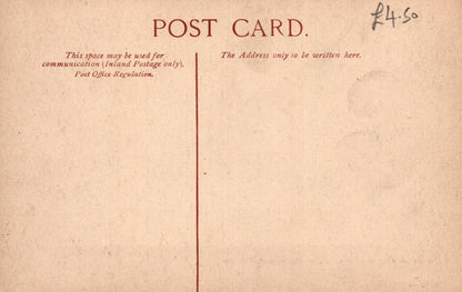 Vintage postcard with text and a price tag on a beige background