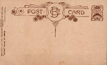 Load image into Gallery viewer, Vintage-style postcard with decorative border and text on a brown background
