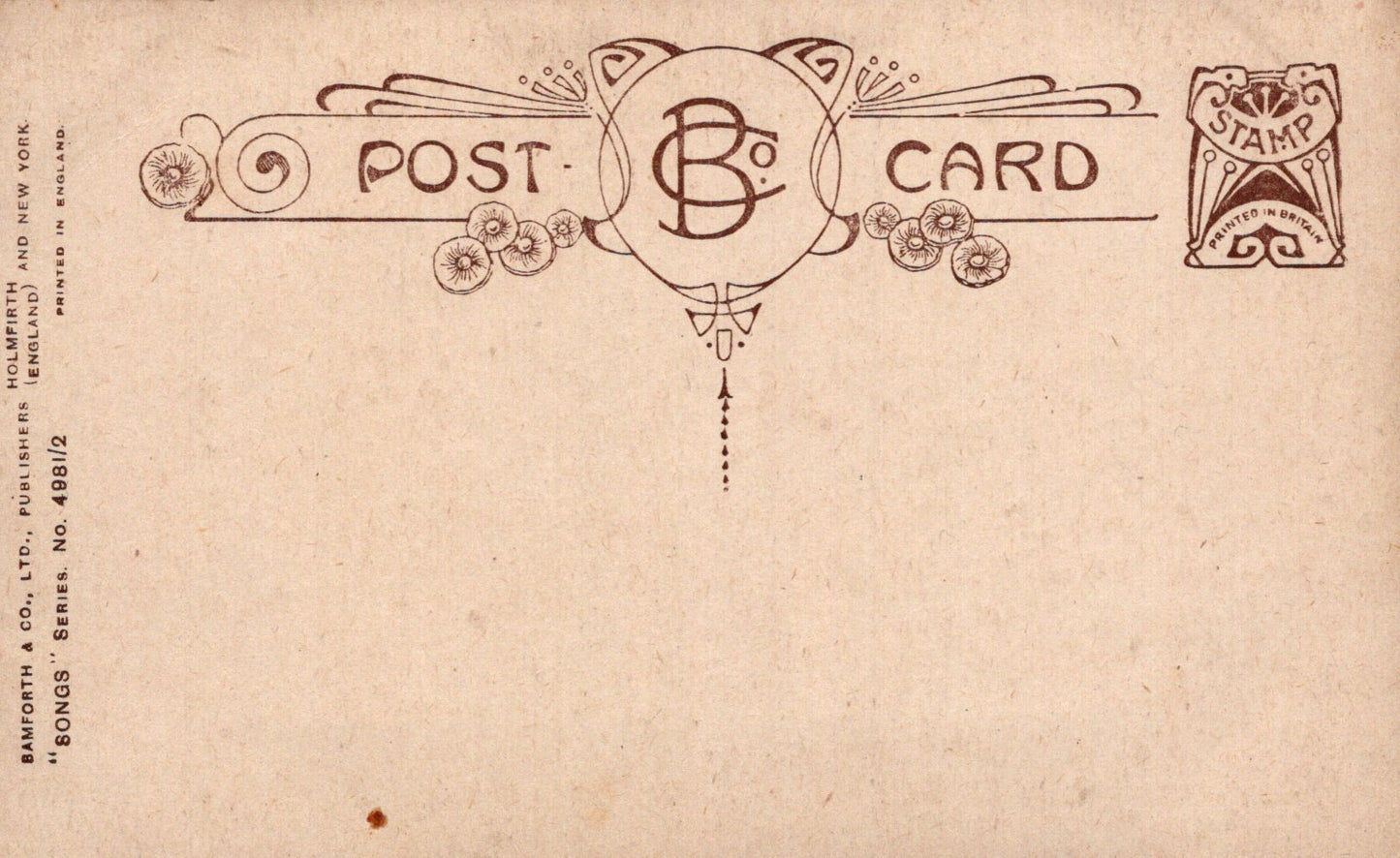 Vintage-style postcard with decorative border and text on a beige background