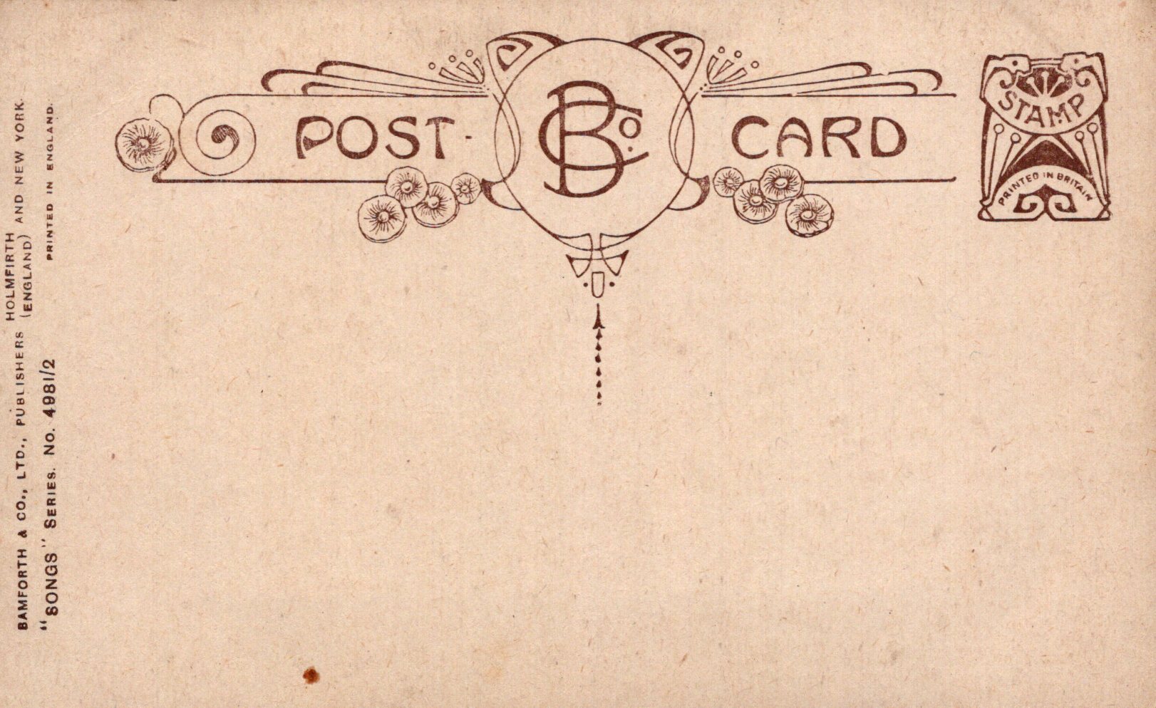 Vintage-style postcard with decorative border and text on a beige background